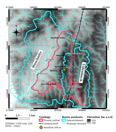 Hydrological catchment of the Tromm area